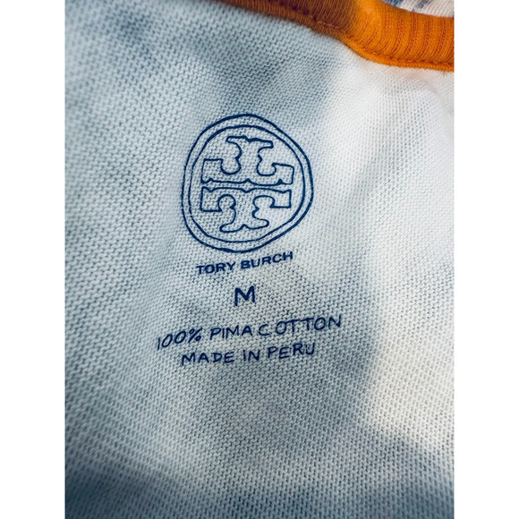 Tory Burch Kaley Dress Ellora Pima Cotton White Blue Shell Nautical Preppy M - Picture 8 of 9